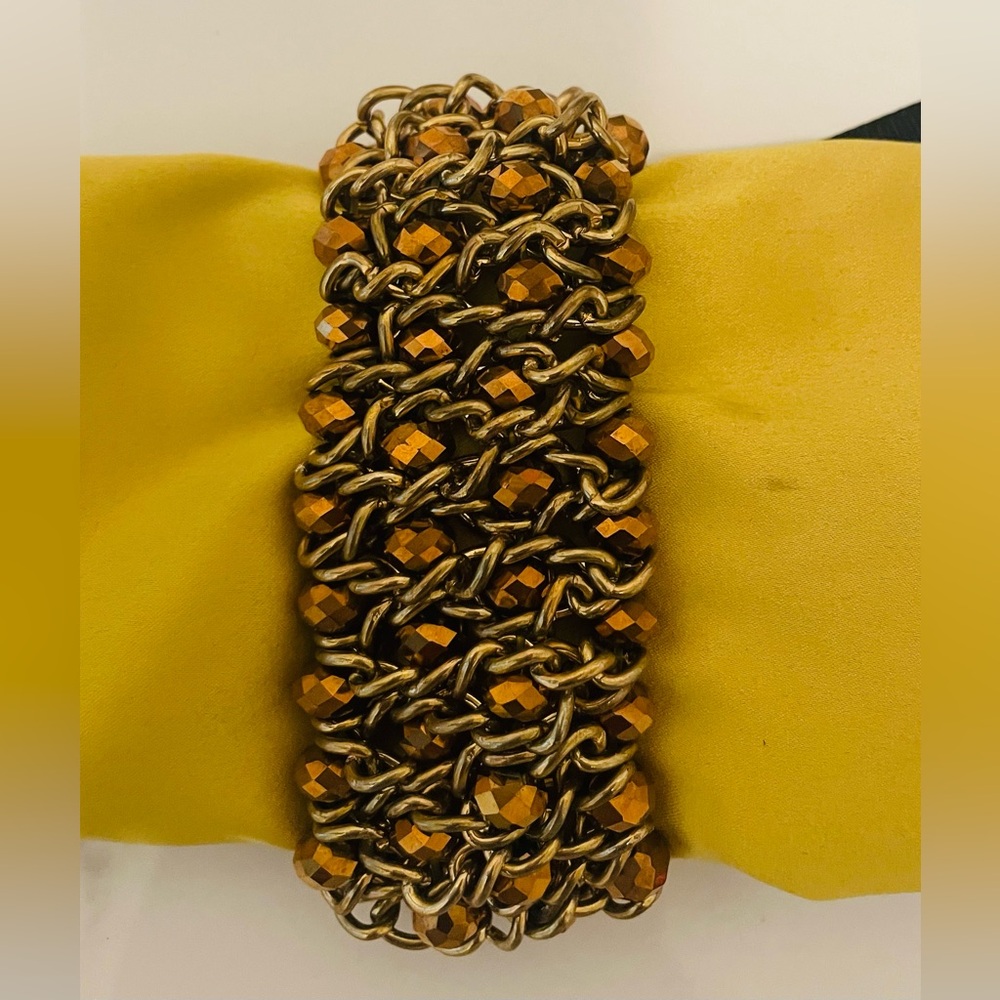 Elegant Gold and Brown Chain Bracelet